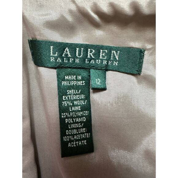 LAUREN RALPH LAUREN Pencil Skirt wool S12 Classic Herringbone Lined Career gray - Picture 5 of 13